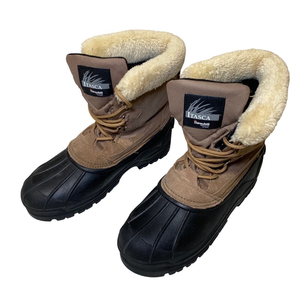 Itasca Thinsulate Winter Snow Boots Men's Size 10 Insulated Duck Boots Brown